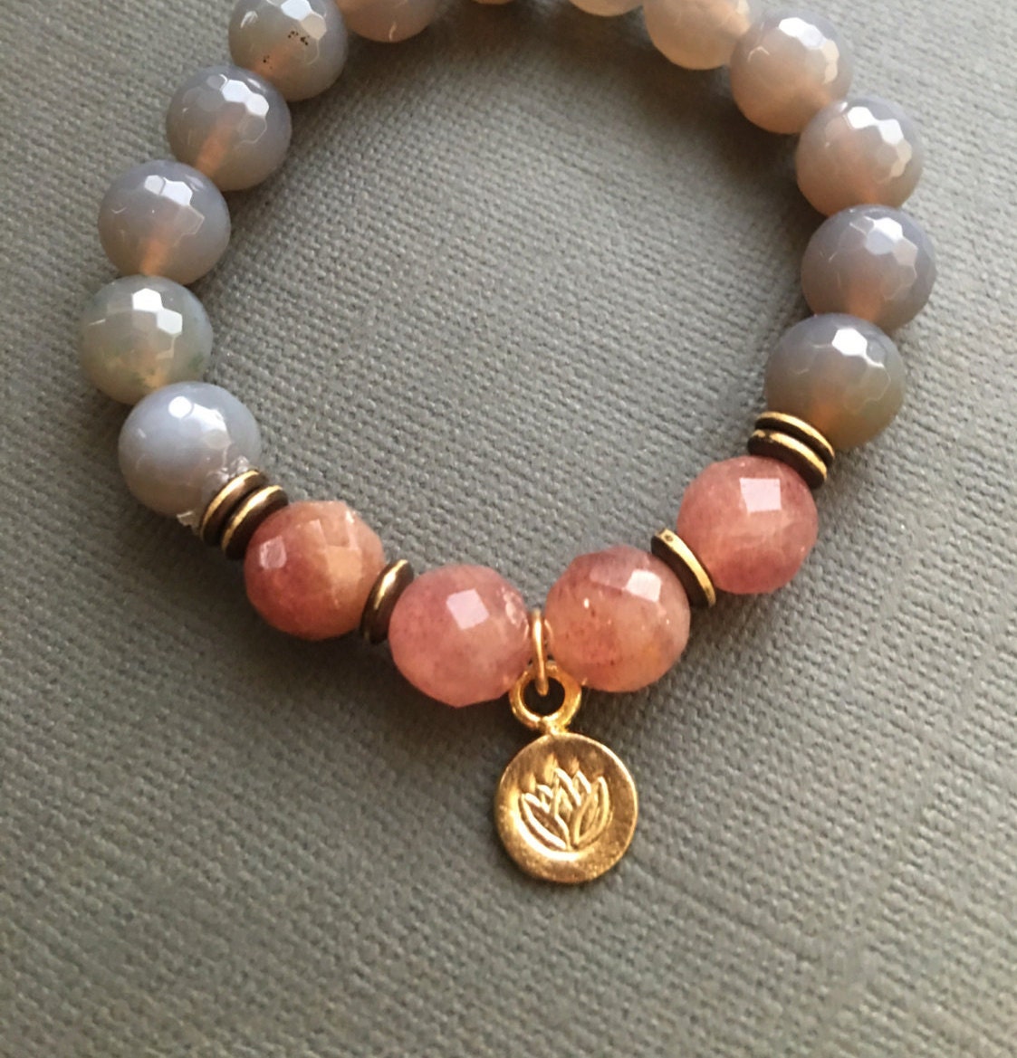 Lotus Bracelet Lotus charm stretch bracelet meditation by Muse411