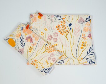 Toiletry bags, wash bags, wet bag, make up bag, zippered pouch, pencil case, diaper clutch, waterproof, bag, kids, women, floral, peach