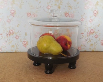 Black Dessert Stand / Glass Cake Dome / Cake Stand and Lid / Cloche Dome Pedestal