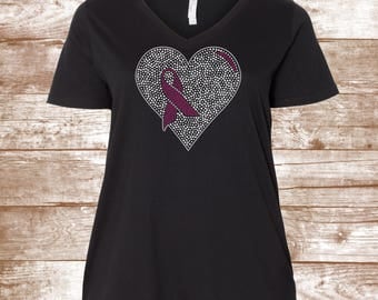 Breast Cancer Awareness Shirt - Cancer Ribbon - Beat Cancer - I Wear Pink for... Hope Strength - Awareness Shirt - Bling - BEAT CANCER