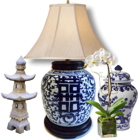 Vintage Antique Ginger Jar Lamp Porcelain Double Happiness