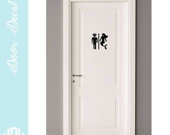 Bathroom Sign Decal restroom door decal | etsy Bathroom Sign Decal restroom door decal | etsy