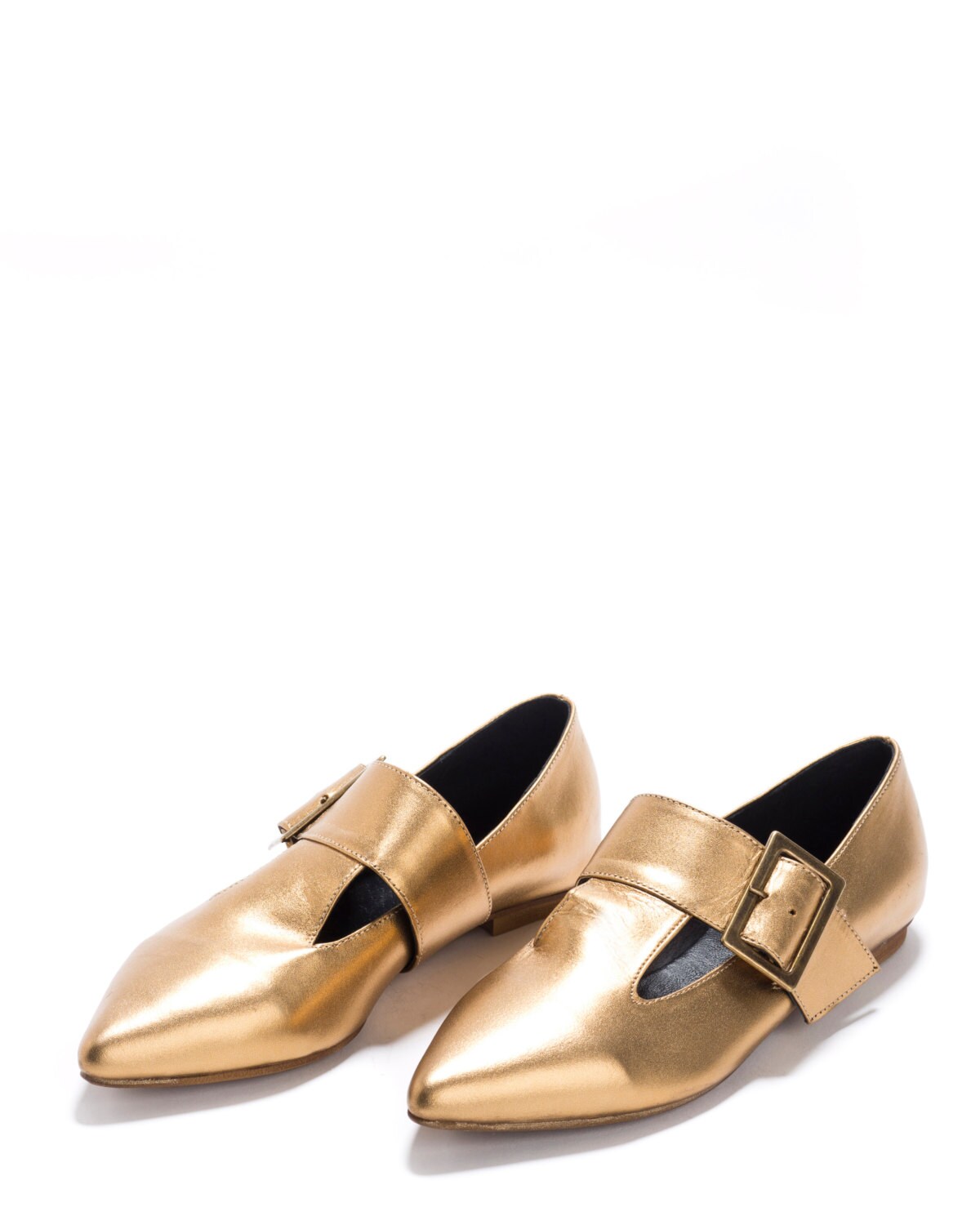 gold flat shoes wide fit