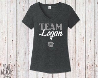 Team Logan, Women's V Neck Shirt - christmas gift - Gilmore Girls Shirt - Lukes Diner Coffee mug shirt - personalized gift -BLACK