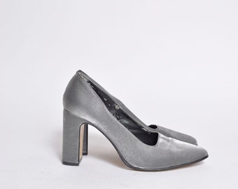 Vintage 90's Silver Chunky Heel Shoes