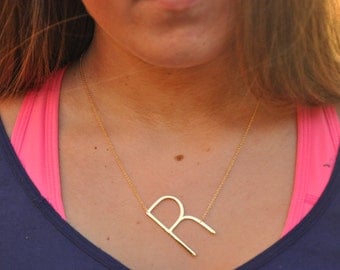 Large Sideways Initial Necklace