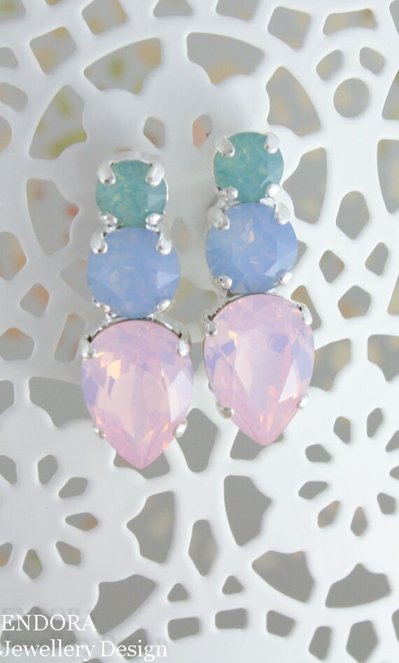 Pastel crystal earrings Pastel crystal jewelry Pastel