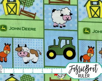 BABY JOHN DEERE Fabric by the Yard, Fat Quarter Blue & Green John Deer Farm Fabric Quilting Fabric Apparel Fabric 100% Cotton Fabric t5-21