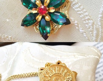 PRE-ORDER Anastasia "Together in Paris" Necklace with Swarovski Crystal Gems Emerald and Ruby Handmade Replica 16K Gold Flower Charm Cosplay