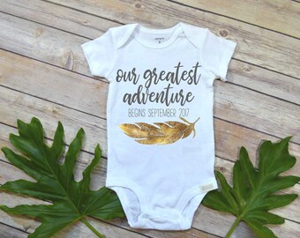Pregnancy Announcement, Our Greatest Adventure Begins, Pregnancy Reveal, Expecting Baby shirt, Baby Announcement, Baby Reveal,Boho Baby Due