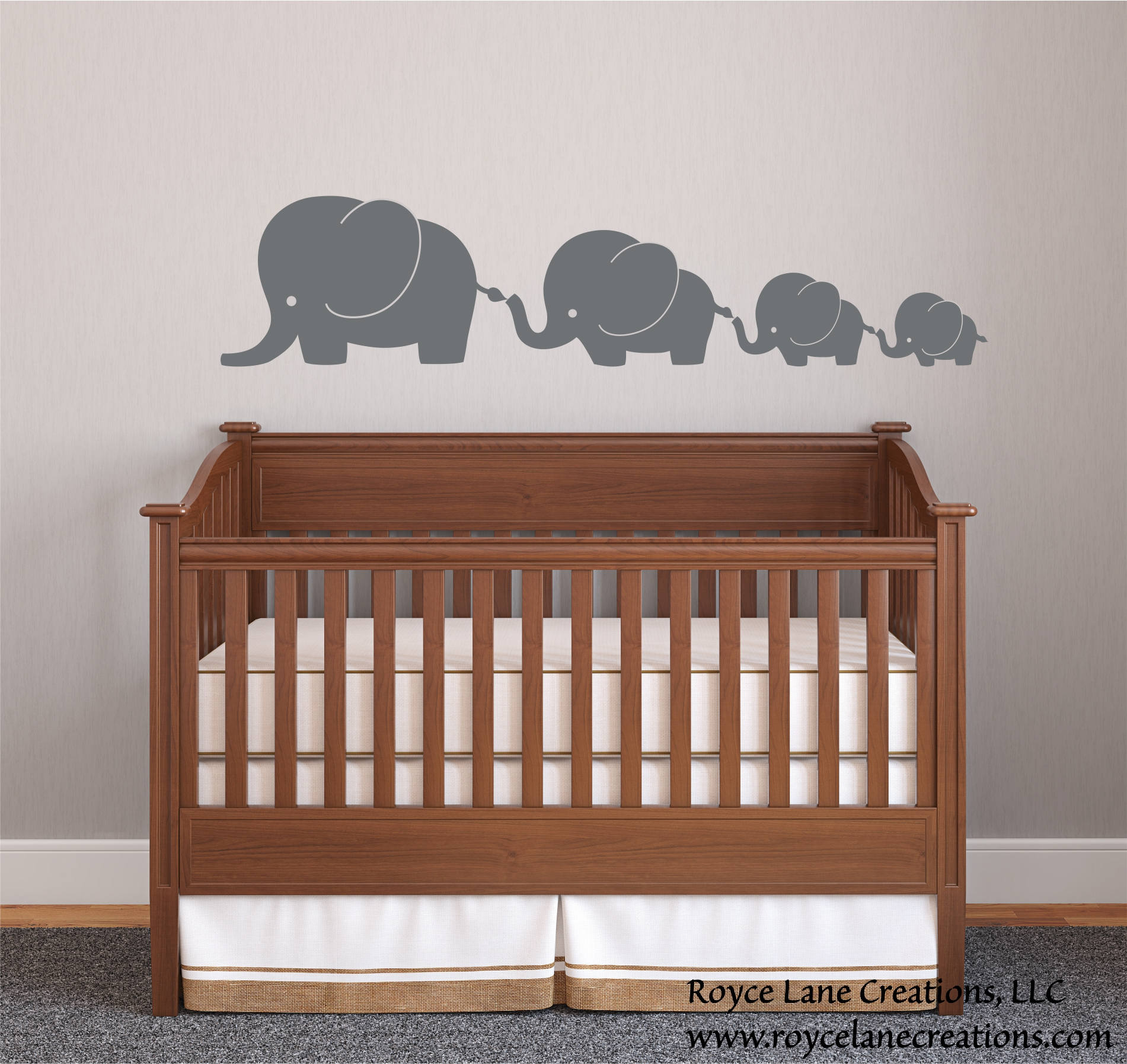 Silver Elephant Decal Elephant Family 4 Elephants Decal