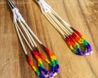 Rainbow // Porcupine Quills // Beaded // Earrings