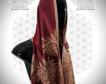 NEW // Spiral Series // Festival Shawl/Scarf // Burgundy/Red/Gold/Tan // Unisex