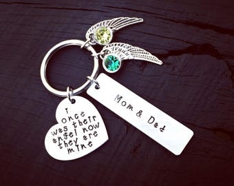 I Once Was Their Angel, Now They Are Mine Memorial Key Chain | Loss of Parents Memorial Gift | Mom & Dad Memorial Keepsake | Sympathy Gift