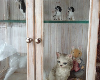 Display Case, Curio Case, Wood Display Case, Distressed Display Case, Shabby Chic, Shelving Unit, Display Shelf, Display Curio,