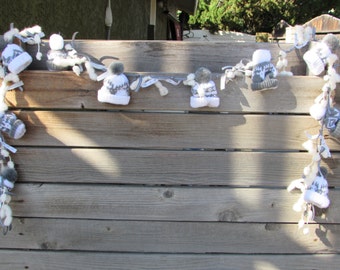 6' Winter Hat Garland Sweater Hat Garland Gray White Garland Christmas Garland Ribbon Garland Snowflake Hat Garland Reindeer Hat Garland