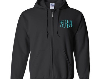 Monogrammed Zip Up Hoodie, Personalized Zip Up Hoodie, Monogrammed Zip Up Sweatshirt, Personalized Sweatshirt