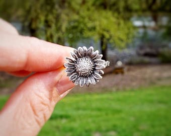 Sunflower Ring - Boho Ring - Hippie Ring - Silver Flower - Bohemian Jewelry - Flower Ring - Sterling Silver Ring for Women
