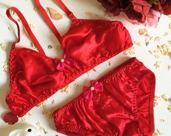Red Silk Panties Etsy 