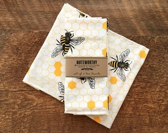 Honey Bee Tea Towels, Kitchen Towels, Set of 2