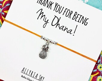 Silver Pineapple Friendship Bracelet with "Ohana" Card | Pineapple Jewelry | Family, Best Friend Gift Bracelet | For Her, Him, Friend