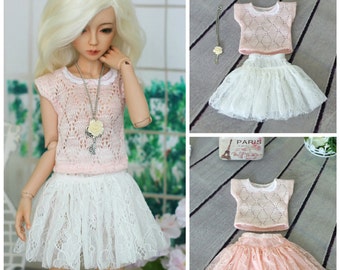 Top and skirt for Minifee, Narae, slim-MSD, BJD doll 1/4 size