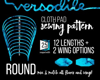 ROUND Cloth Pad Sewing Patterns | 12 lengths Full Bundle | 2.5" Snapped Width