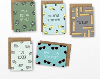 Valentine Card Set | SET OF 10 Mini Cards | Punny Kids Valentines by Cypress Card Co.