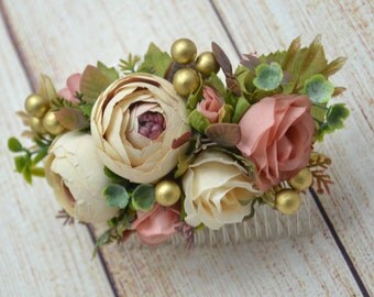 Hair comb Bridal hair accessories Wedding hair comb Gift for bridesmaid Flower girl hair Flower hair comb Rustic wedding Bridal hair piece