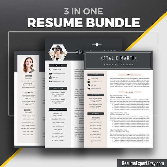 professional resume template bundle cover letter creative