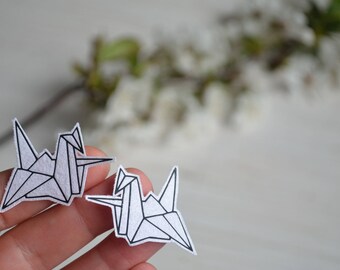 origami crane tumblr patch iron on funny tshirts cute patch origami bird small patch black white monochrome denim jacket patches kids tshirt