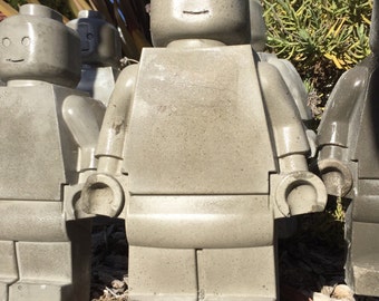 Extra large concrete toy robot mold man garden gnome on garden spikes- mini fig