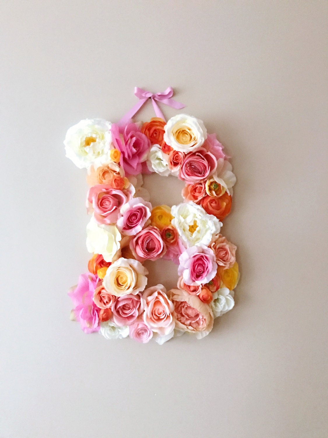 Flower Initial, Nursery letter, Floral sign, Wedding decor - 45 cm/18'', Party Decor, Wall Decor, Photo Prop, Flower Letter, Floral letter