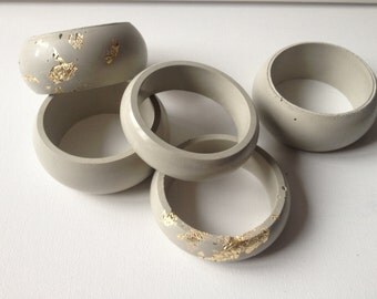 Small Concrete Bangle with or without Gold Flake, concrete jewelry, handmade unique design, concrete bracelets