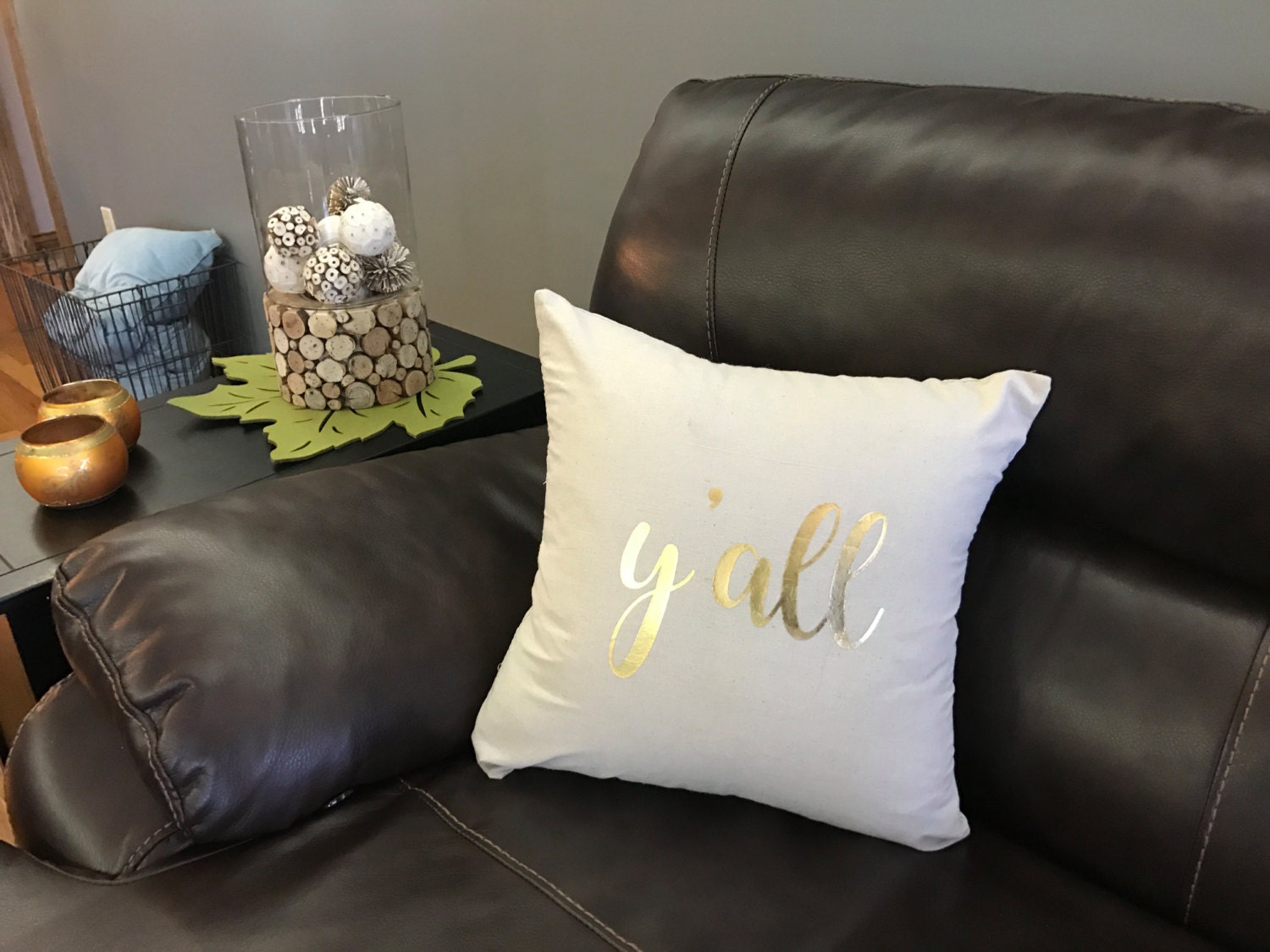 Pillow / Decorative Gold Foil y all