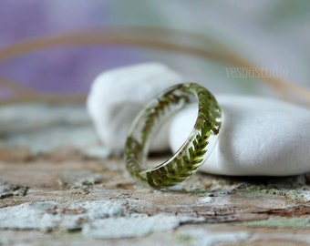 REAL FERN RING Faceted ring Pressed flower jewelry Botanical forest jewelry Folk accessories Terrarium Jewelry Wholesale Gift under 25