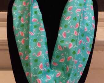 Flamingos on Turquoise Infinity Scarf