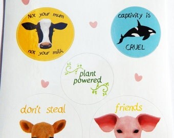Vegan stickers, cow stickers, veganism is magic