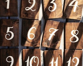 Rustic Wood Table Numbers | White on Wood