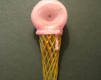 Glass Pipe Ice Cream Cone Pink