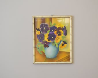 1940s Pansies Framed Watercolor Print