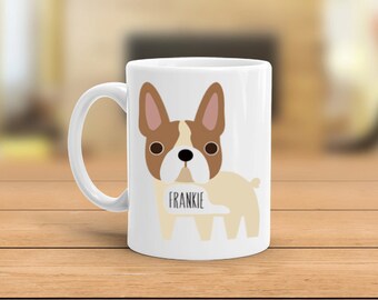 Personalized French Bulldog mug, custom name french bulldog coffee mug