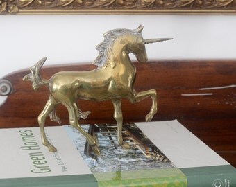 Vintage Brass Unicorn Figurine Solid Brass Unicorn Statue