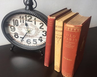 1880s BOOK BUNDLE DECOR - Book Themed Wedding, Vintage Decor, Love, Centerpiece, Old Bookstack, Antique, Rustic, Red, Farmhouse, Shabby Chic