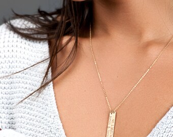 Vertical Initial Necklace, Mom Necklace, Personalized Coordinates Longitude Latitude Necklace, Graduation Gift,Bridesmaid Jewelry V450-435