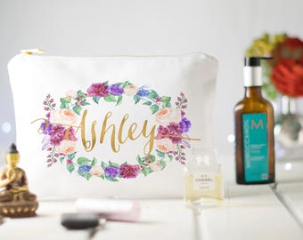 Personalized bridesmaid gifts custom zipper pouches wedding bridal shower party wedding favors thank you cosmetic bag coin purse makeup case