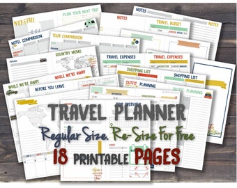 Vacation planner travel journal trip world midori travelers notebook inserts printable itinerary tn refill _ Any re-size is FREE!
