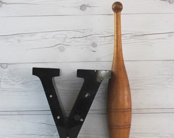 Vintage Large Channel Sign Letter V, Vintage Letter "V" 3D Neon Light Casing, Vintage Industrial Salvage Letter V