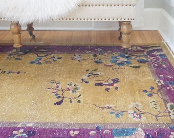Vintage Chinese Rug - Art Deco Chinese Rug - Nichols Chinese Rug - 4' x 6' 10"
