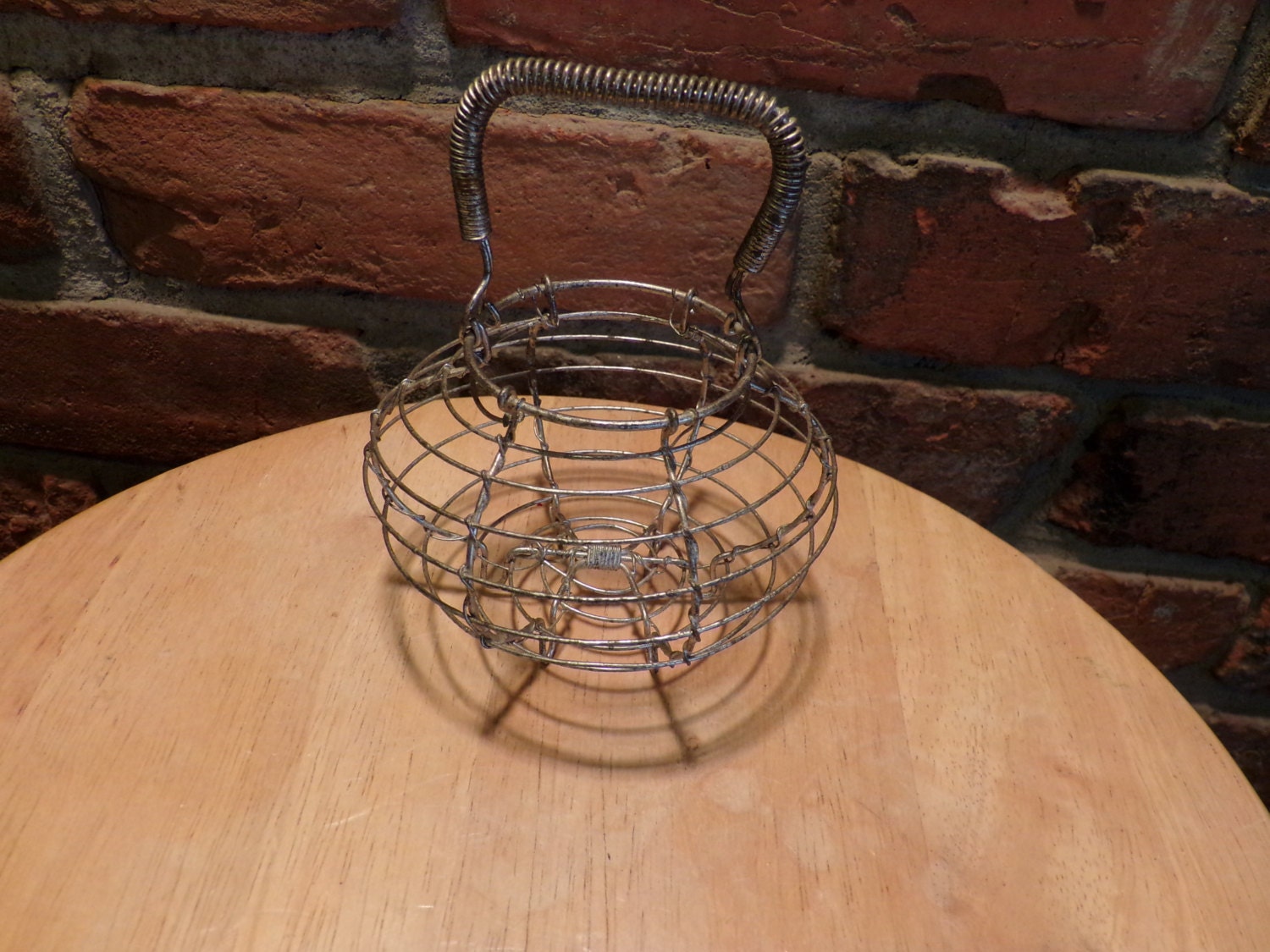 Vintage Small Wire Basket with Handle Miniature French Egg or